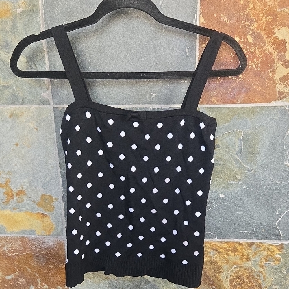 INC International Concepts Black and White Polka Dot Tank Top